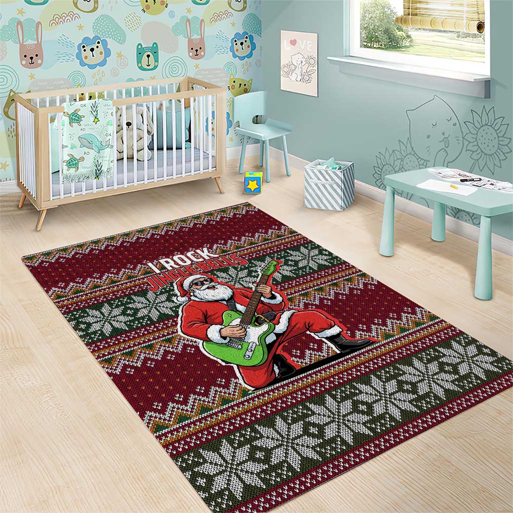 I Rock Jingle Bells Christmas Design Area Rug Funny Xmas Holiday Patterns - Wonder Print Shop
