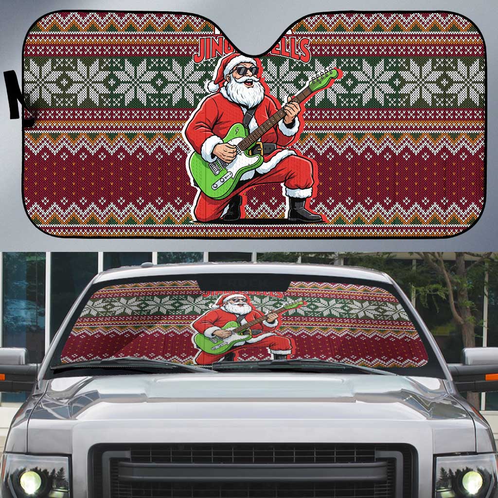 I Rock Jingle Bells Christmas Design Auto Sun Shade Funny Xmas Holiday Patterns - Wonder Print Shop