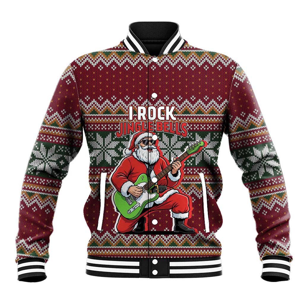I Rock Jingle Bells Christmas Design Baseball Jacket Funny Xmas Holiday Patterns - Wonder Print Shop
