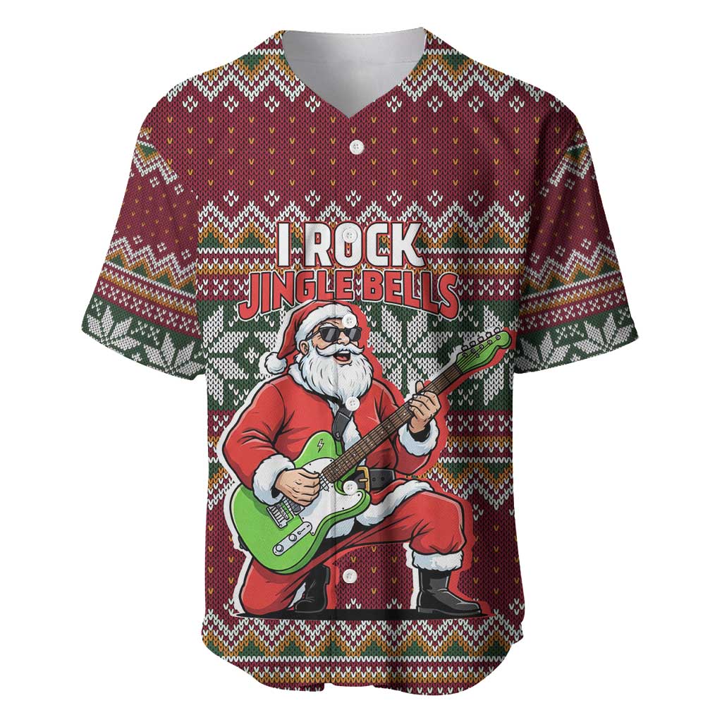I Rock Jingle Bells Christmas Design Baseball Jersey Funny Xmas Holiday Patterns - Wonder Print Shop