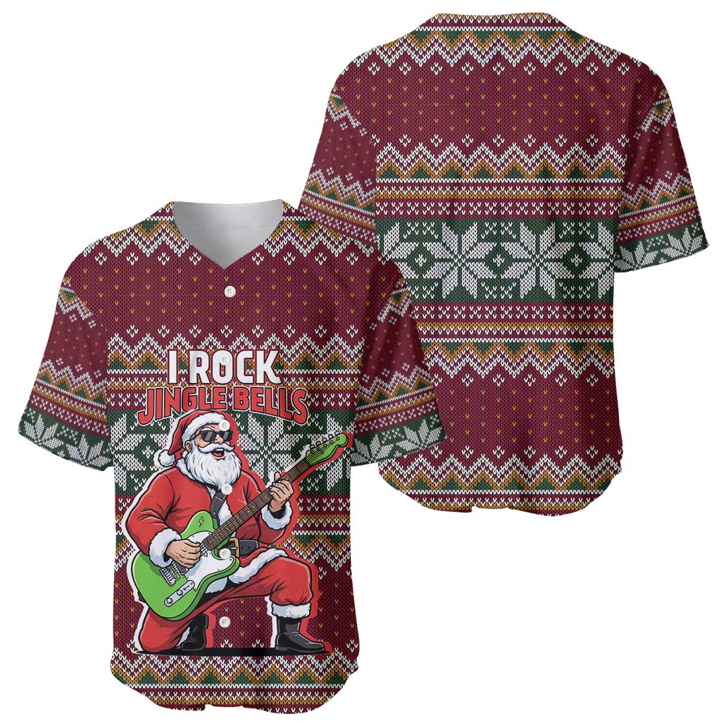 I Rock Jingle Bells Christmas Design Baseball Jersey Funny Xmas Holiday Patterns - Wonder Print Shop