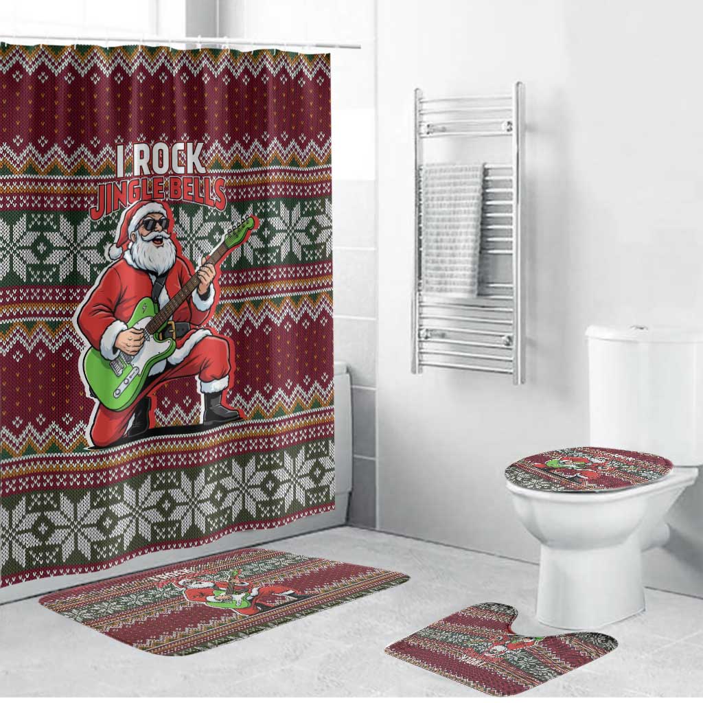 I Rock Jingle Bells Christmas Design Bathroom Set Funny Xmas Holiday Patterns - Wonder Print Shop
