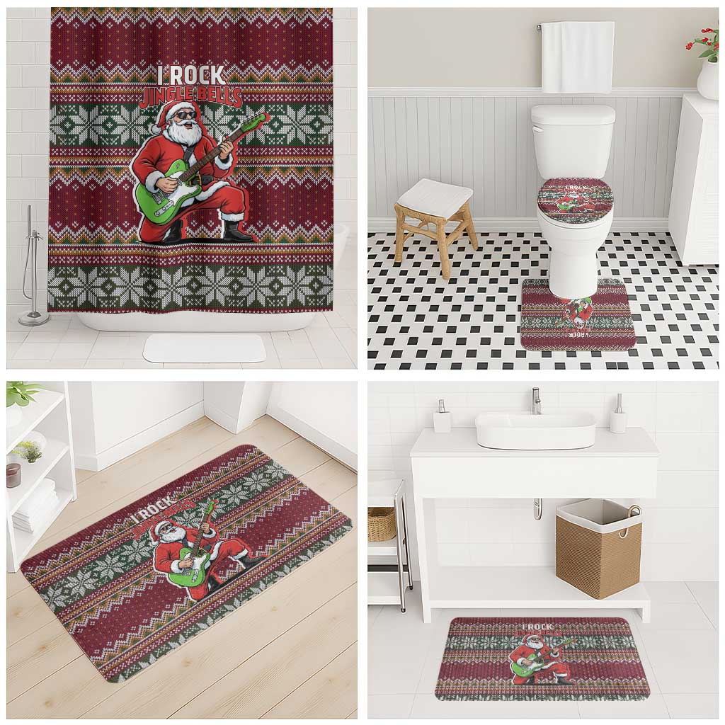 I Rock Jingle Bells Christmas Design Bathroom Set Funny Xmas Holiday Patterns - Wonder Print Shop