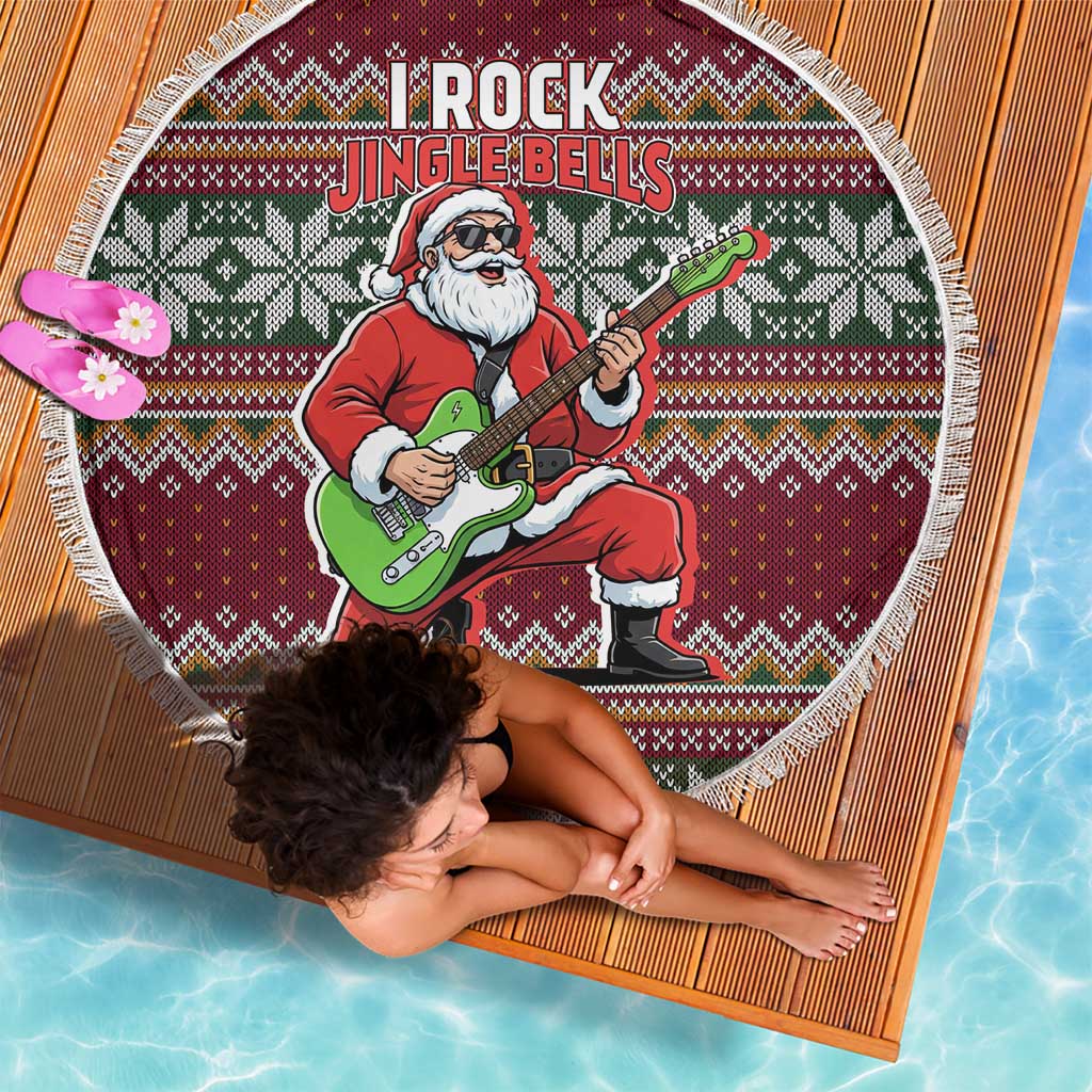 I Rock Jingle Bells Christmas Design Beach Blanket Funny Xmas Holiday Patterns - Wonder Print Shop