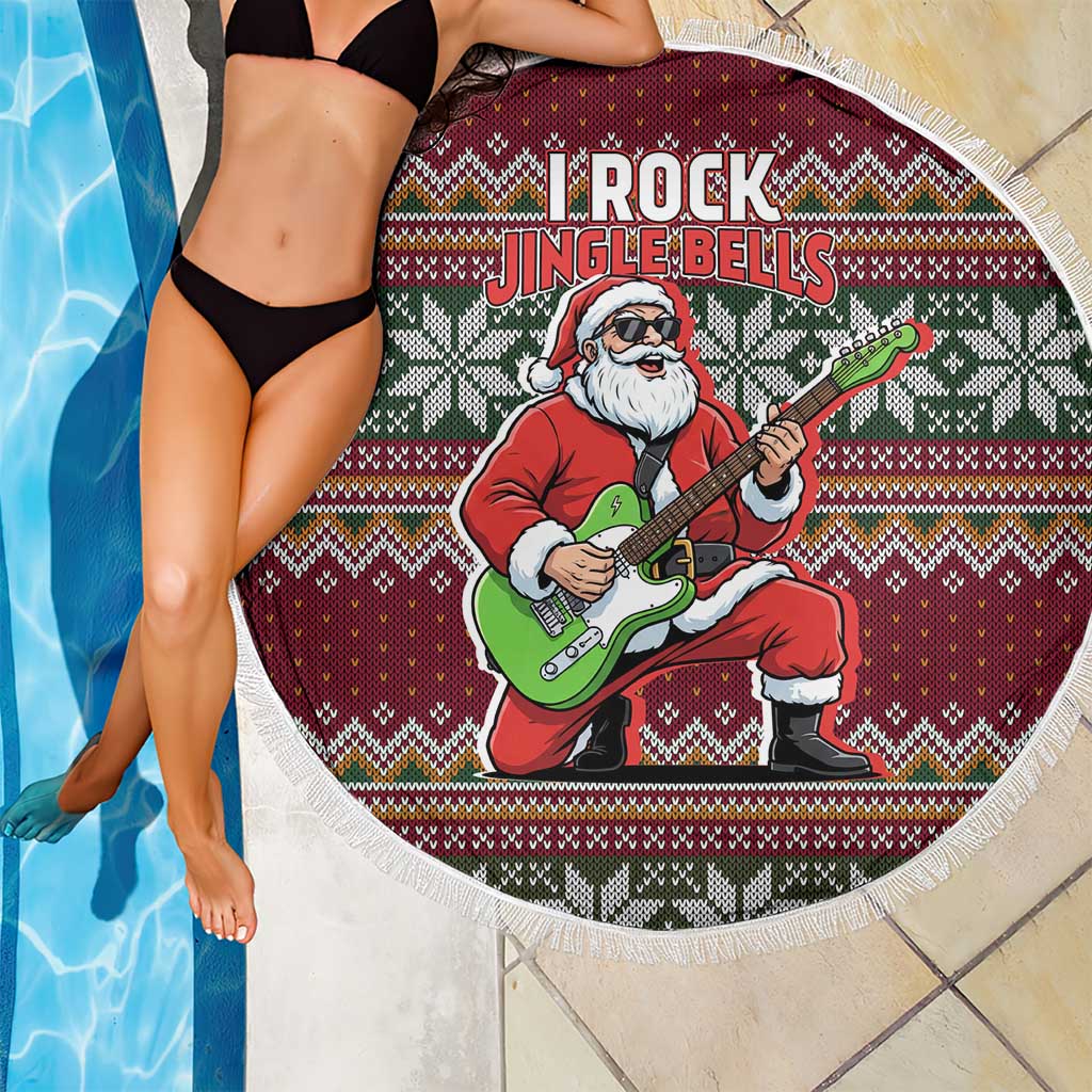I Rock Jingle Bells Christmas Design Beach Blanket Funny Xmas Holiday Patterns - Wonder Print Shop