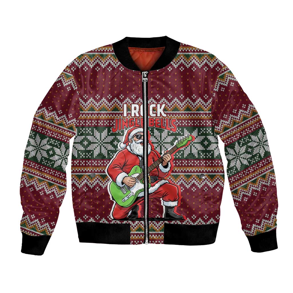 I Rock Jingle Bells Christmas Design Bomber Jacket Funny Xmas Holiday Patterns - Wonder Print Shop