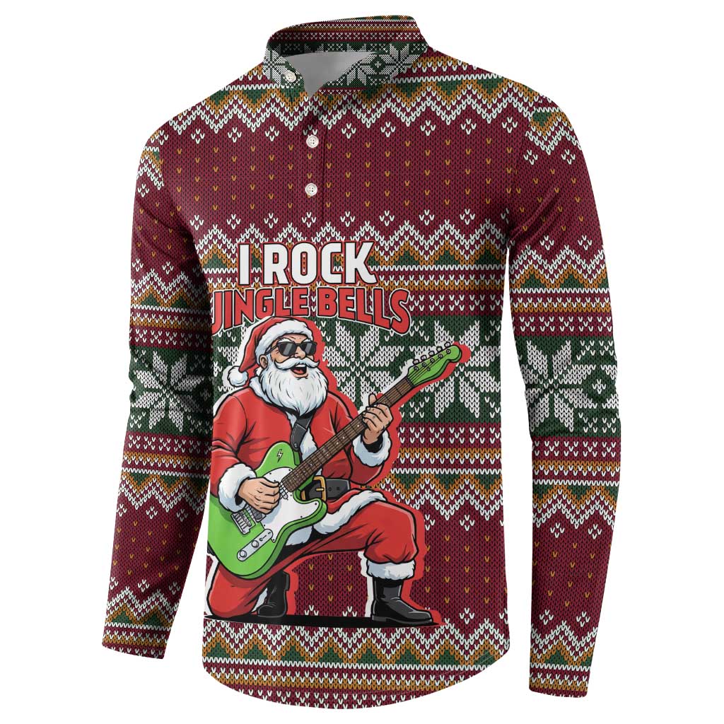 I Rock Jingle Bells Christmas Design Button Sweatshirt Funny Xmas Holiday Patterns - Wonder Print Shop