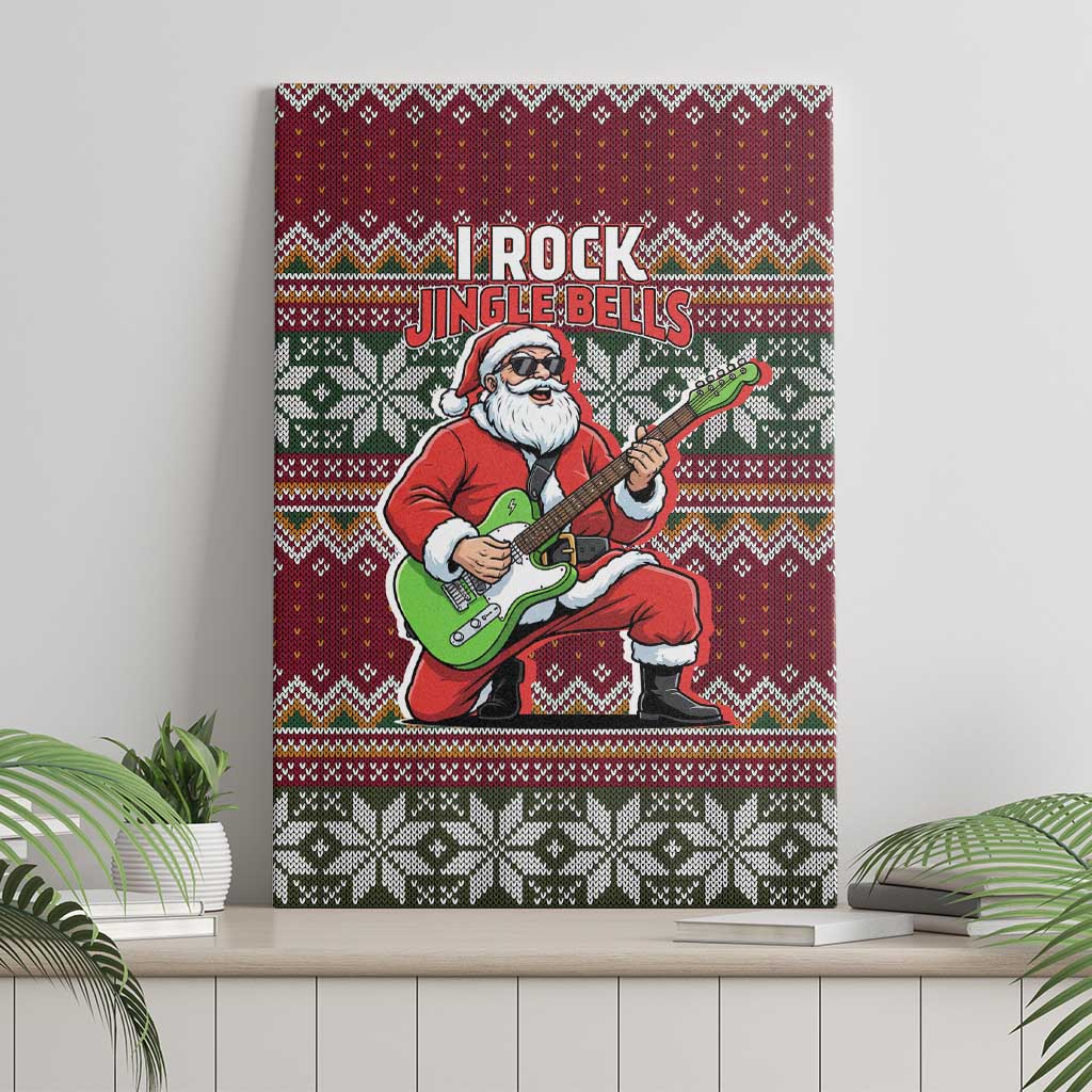 I Rock Jingle Bells Christmas Design Canvas Wall Art Funny Xmas Holiday Patterns - Wonder Print Shop