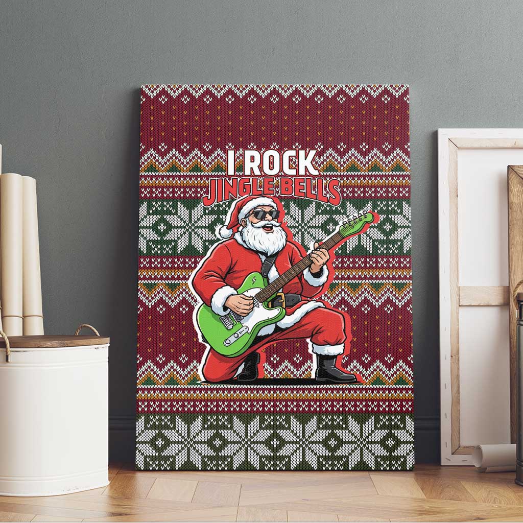 I Rock Jingle Bells Christmas Design Canvas Wall Art Funny Xmas Holiday Patterns - Wonder Print Shop