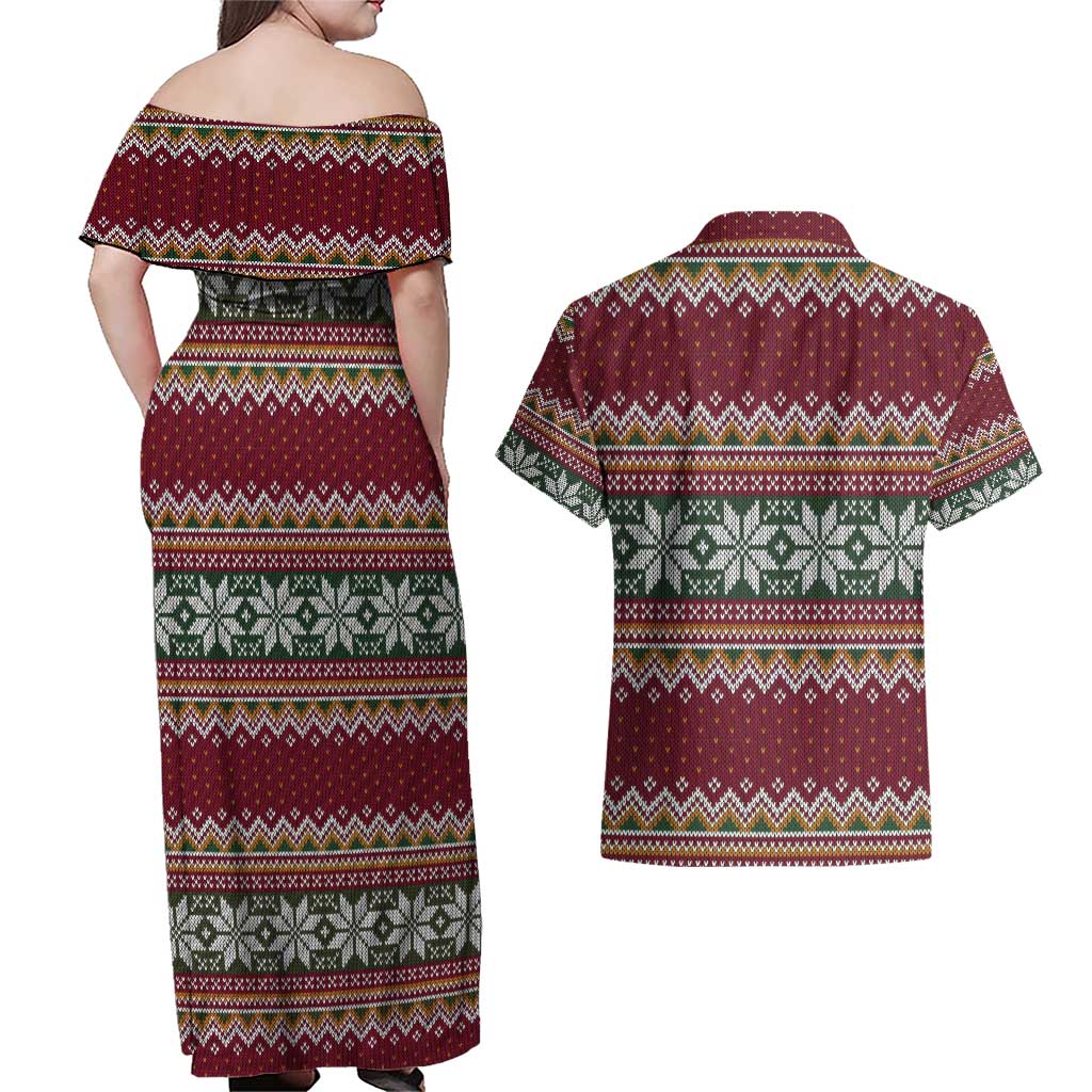 I Rock Jingle Bells Christmas Design Couples Matching Off Shoulder Maxi Dress and Hawaiian Shirt Funny Xmas Holiday Patterns - Wonder Print Shop