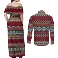 I Rock Jingle Bells Christmas Design Couples Matching Off Shoulder Maxi Dress and Long Sleeve Button Shirt Funny Xmas Holiday Patterns - Wonder Print Shop