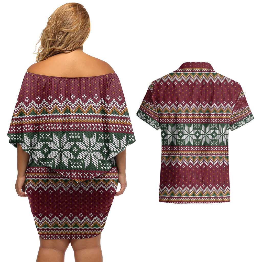 I Rock Jingle Bells Christmas Design Couples Matching Off Shoulder Short Dress and Hawaiian Shirt Funny Xmas Holiday Patterns - Wonder Print Shop