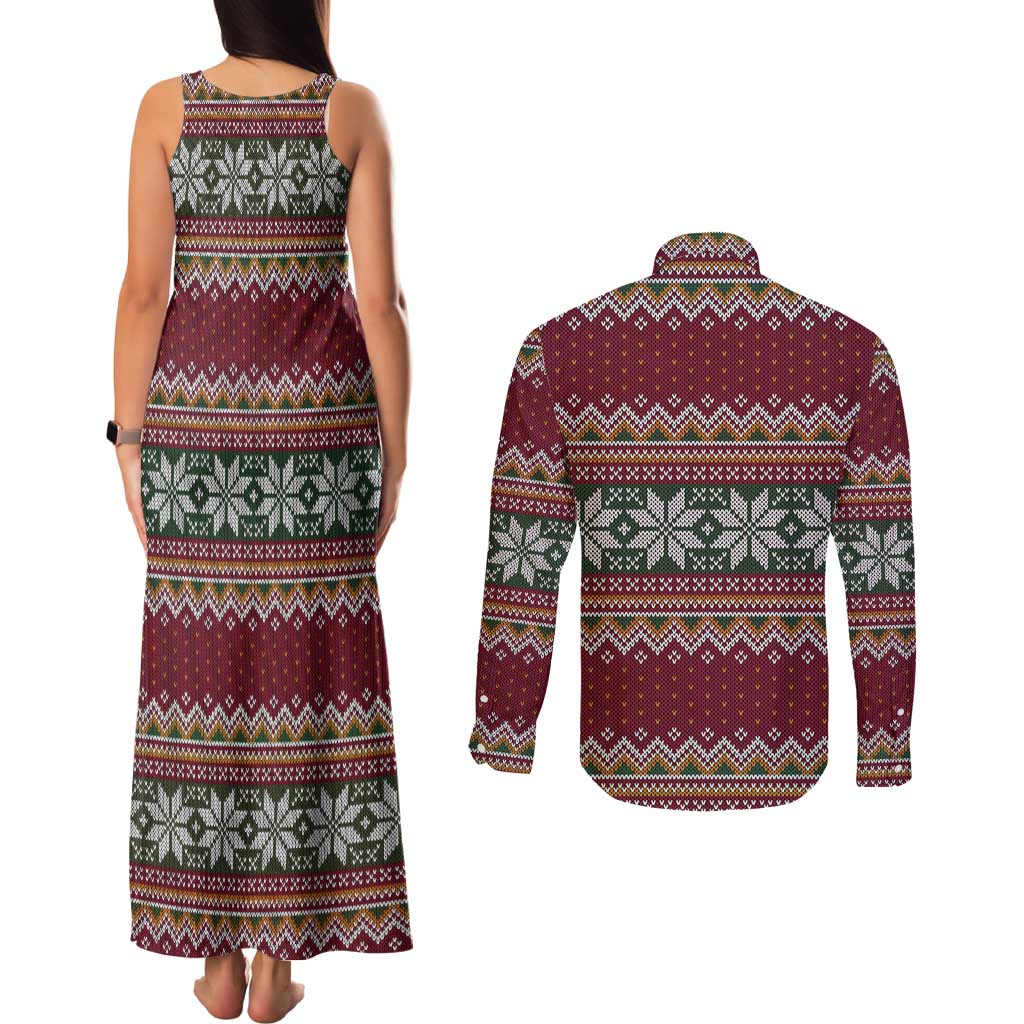 I Rock Jingle Bells Christmas Design Couples Matching Tank Maxi Dress and Long Sleeve Button Shirt Funny Xmas Holiday Patterns - Wonder Print Shop
