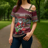 I Rock Jingle Bells Christmas Design Cross Shoulder Shirt Funny Xmas Holiday Patterns - Wonder Print Shop