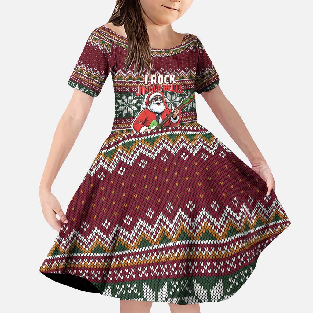 I Rock Jingle Bells Christmas Design Family Matching Long Sleeve Bodycon Dress and Hawaiian Shirt Funny Xmas Holiday Patterns - Wonder Print Shop