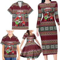 I Rock Jingle Bells Christmas Design Family Matching Long Sleeve Bodycon Dress and Hawaiian Shirt Funny Xmas Holiday Patterns - Wonder Print Shop