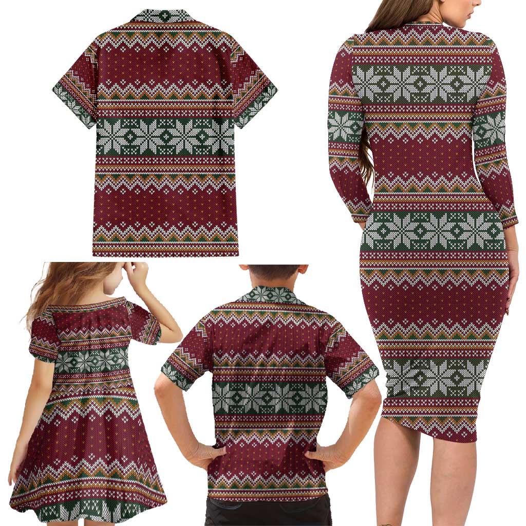 I Rock Jingle Bells Christmas Design Family Matching Long Sleeve Bodycon Dress and Hawaiian Shirt Funny Xmas Holiday Patterns - Wonder Print Shop