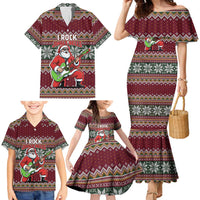 I Rock Jingle Bells Christmas Design Family Matching Mermaid Dress and Hawaiian Shirt Funny Xmas Holiday Patterns - Wonder Print Shop