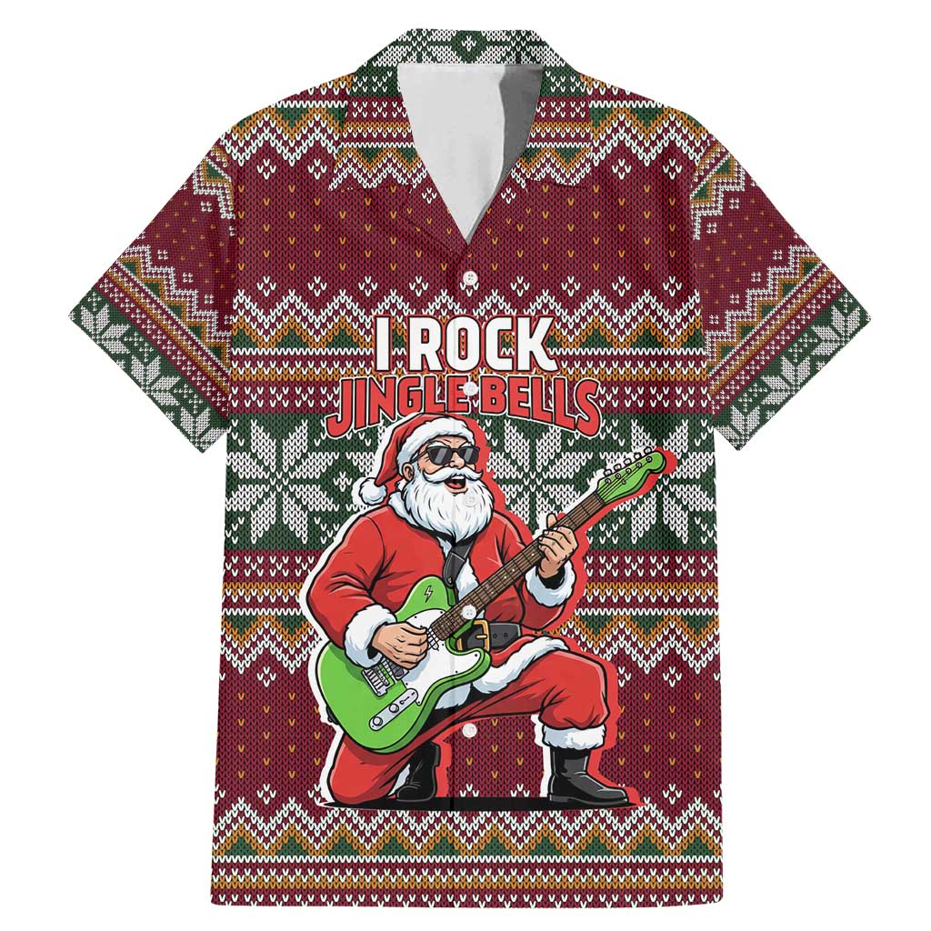 I Rock Jingle Bells Christmas Design Family Matching Mermaid Dress and Hawaiian Shirt Funny Xmas Holiday Patterns - Wonder Print Shop