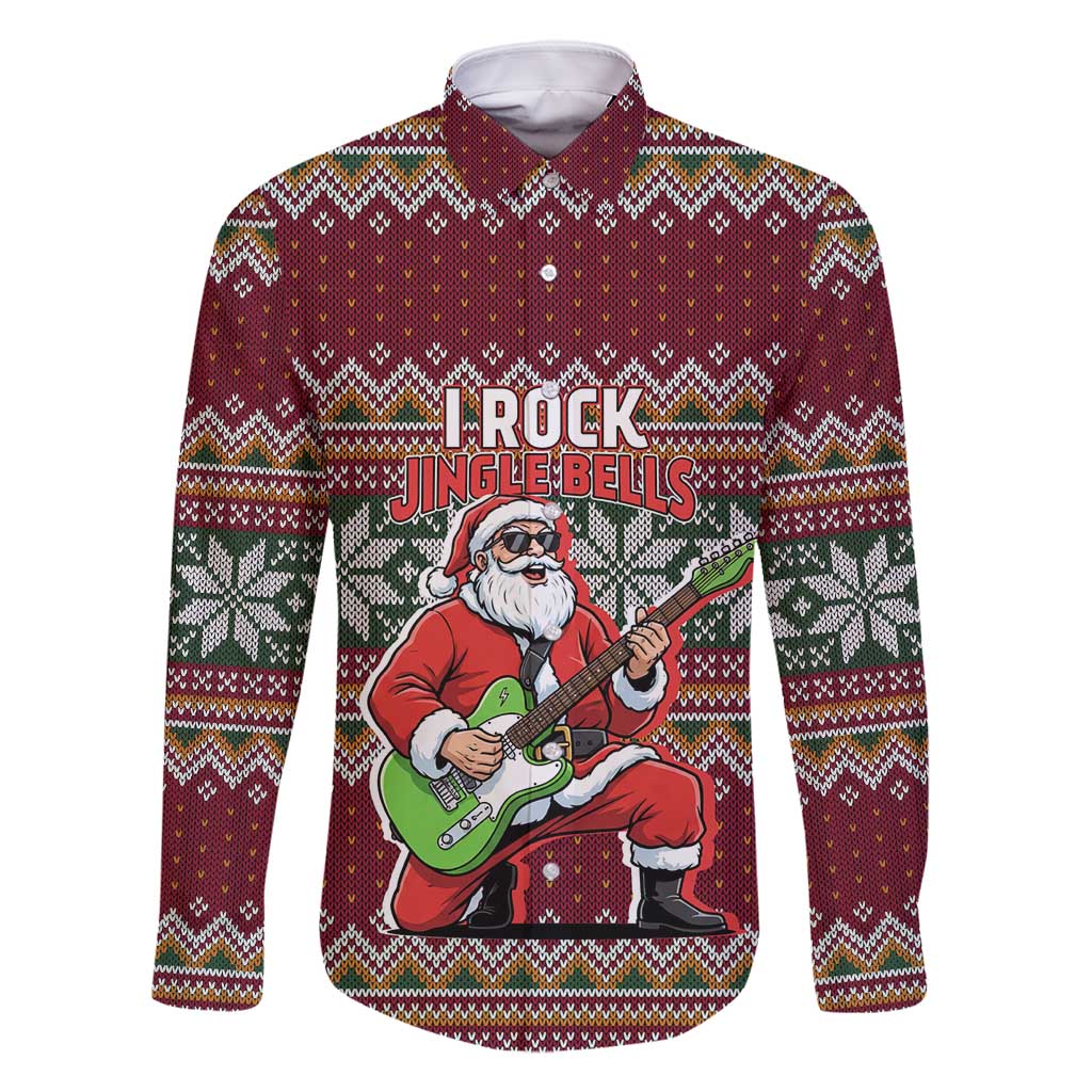 I Rock Jingle Bells Christmas Design Family Matching Mermaid Dress and Hawaiian Shirt Funny Xmas Holiday Patterns - Wonder Print Shop