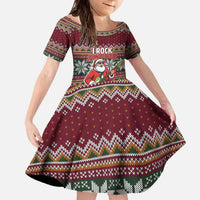I Rock Jingle Bells Christmas Design Family Matching Off The Shoulder Long Sleeve Dress and Hawaiian Shirt Funny Xmas Holiday Patterns - Wonder Print Shop