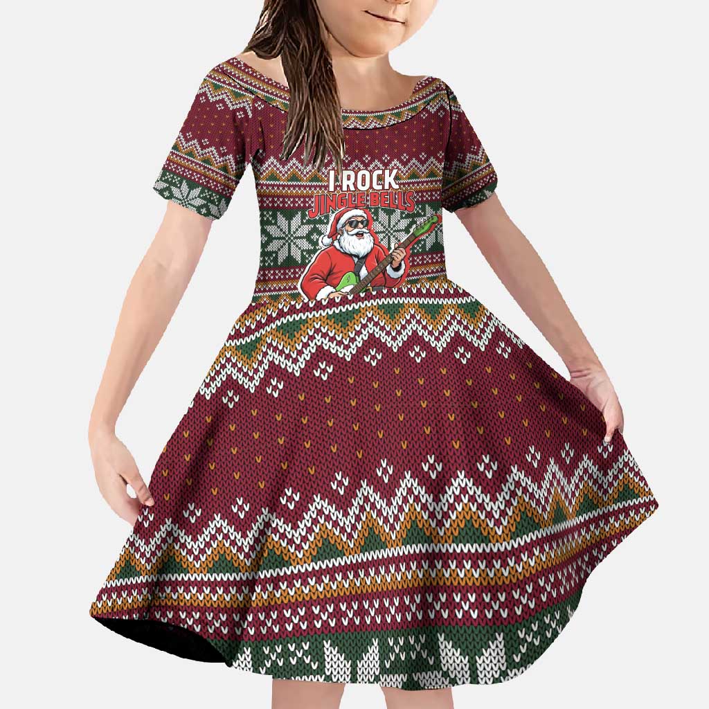 I Rock Jingle Bells Christmas Design Family Matching Off Shoulder Maxi Dress and Hawaiian Shirt Funny Xmas Holiday Patterns - Wonder Print Shop