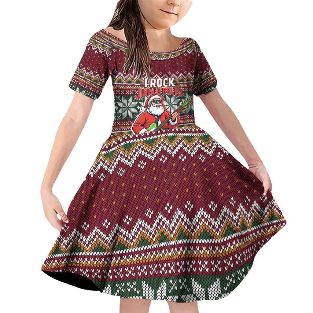 I Rock Jingle Bells Christmas Design Family Matching Off Shoulder Short Dress and Hawaiian Shirt Funny Xmas Holiday Patterns - Wonder Print Shop