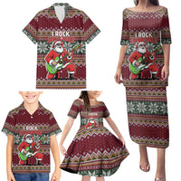 I Rock Jingle Bells Christmas Design Family Matching Puletasi and Hawaiian Shirt Funny Xmas Holiday Patterns - Wonder Print Shop