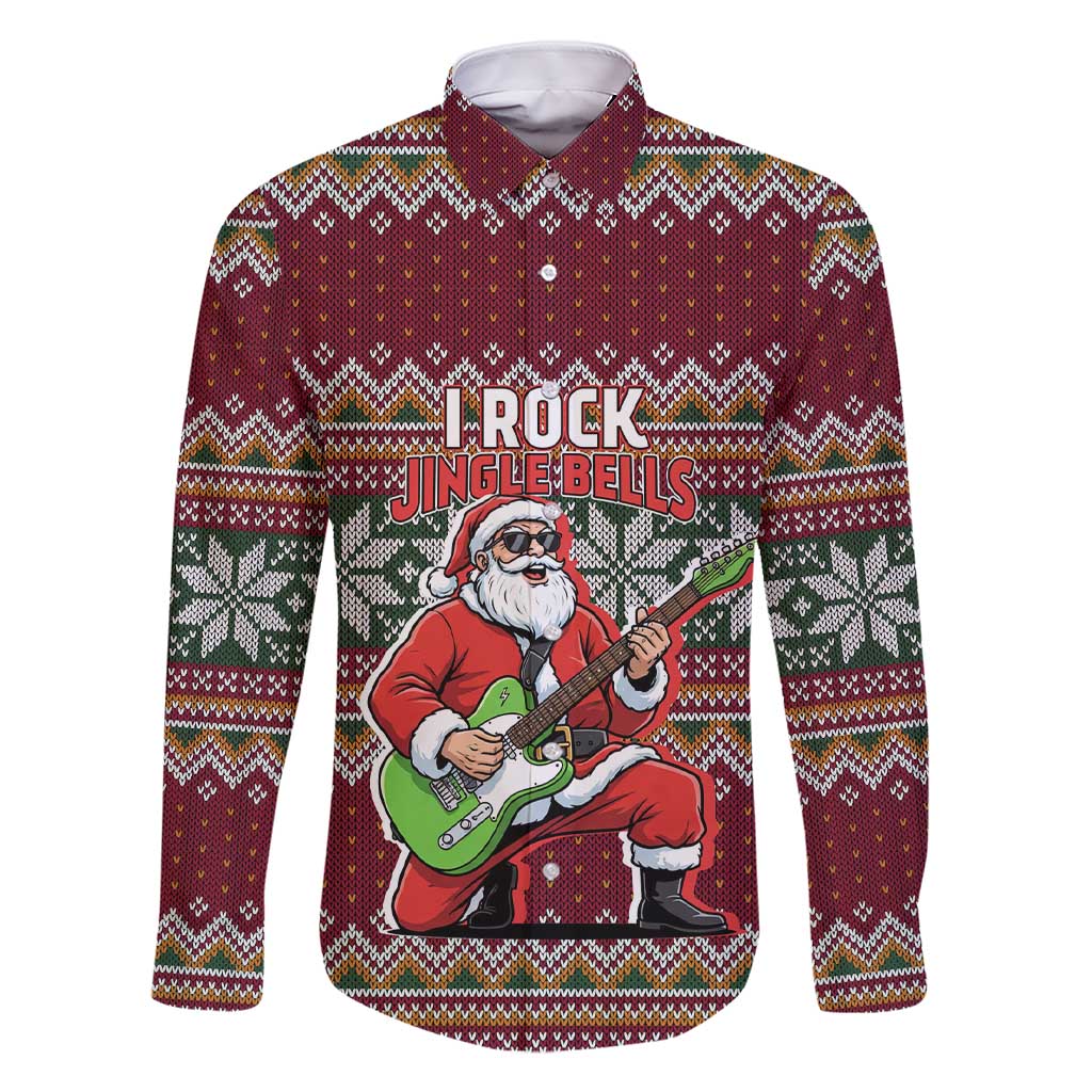 I Rock Jingle Bells Christmas Design Family Matching Short Sleeve Bodycon Dress and Hawaiian Shirt Funny Xmas Holiday Patterns - Wonder Print Shop