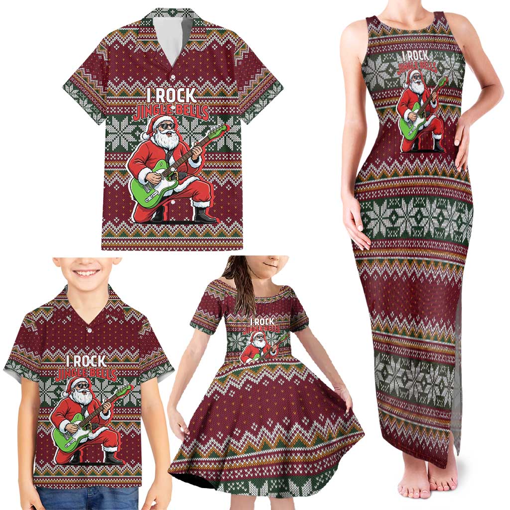 I Rock Jingle Bells Christmas Design Family Matching Tank Maxi Dress and Hawaiian Shirt Funny Xmas Holiday Patterns - Wonder Print Shop