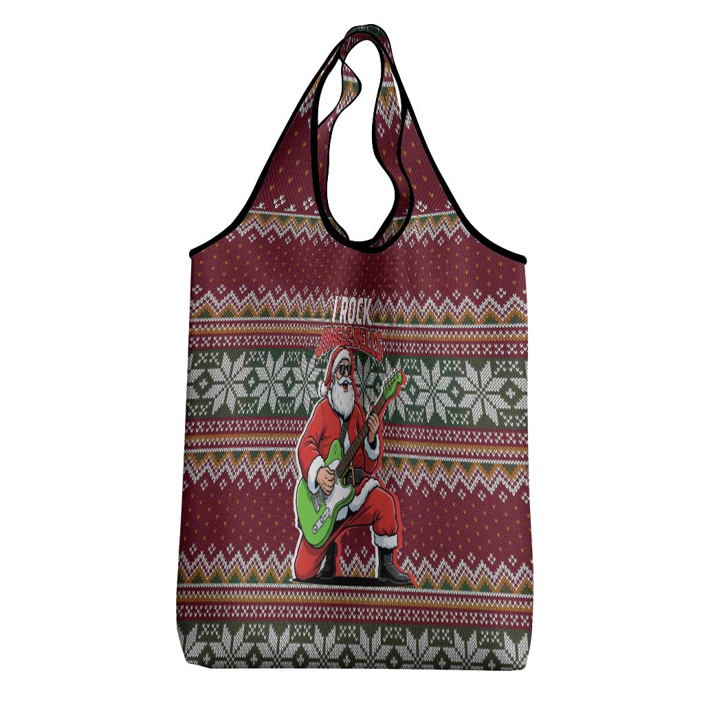 I Rock Jingle Bells Christmas Design Grocery Bag Funny Xmas Holiday Patterns - Wonder Print Shop