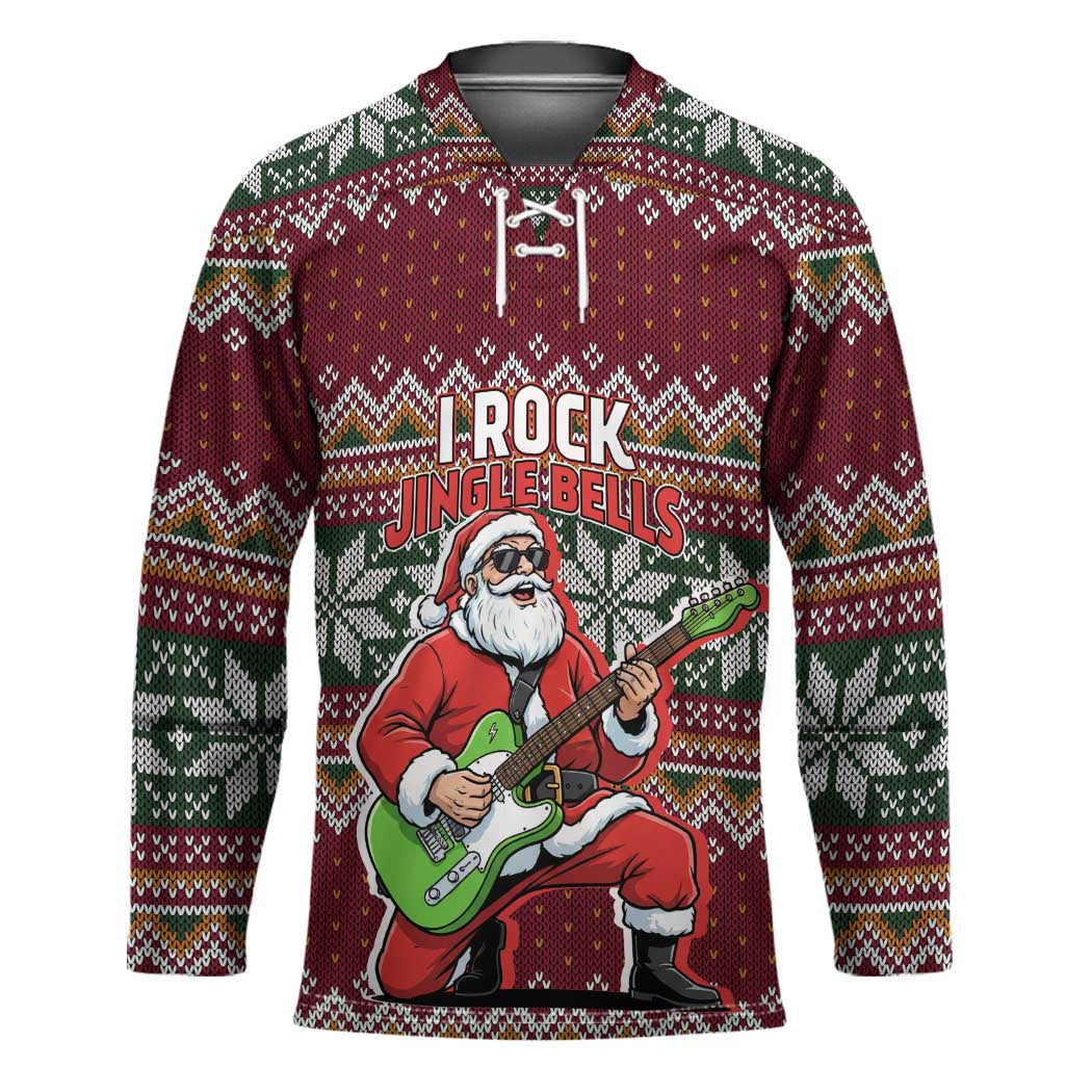 I Rock Jingle Bells Christmas Design Hockey Jersey Funny Xmas Holiday Patterns - Wonder Print Shop