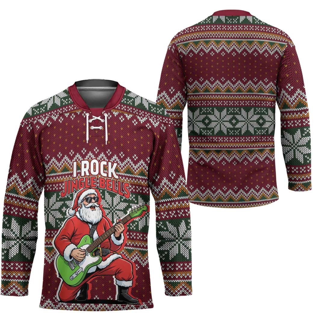 I Rock Jingle Bells Christmas Design Hockey Jersey Funny Xmas Holiday Patterns - Wonder Print Shop