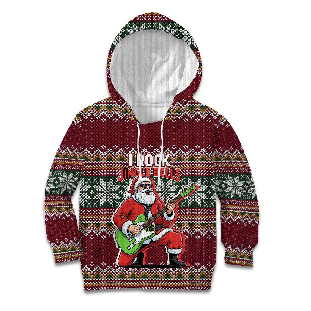 I Rock Jingle Bells Christmas Design Kid Hoodie Funny Xmas Holiday Patterns - Wonder Print Shop