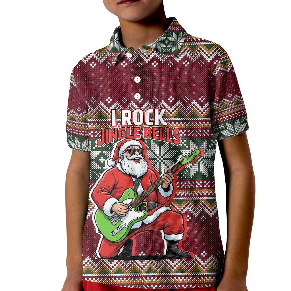 I Rock Jingle Bells Christmas Design Kid Polo Shirt Funny Xmas Holiday Patterns - Wonder Print Shop