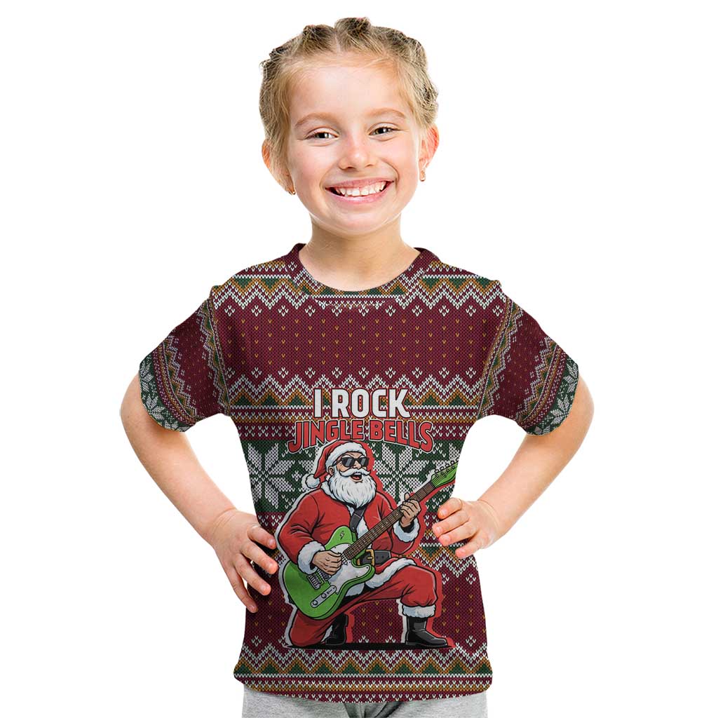 I Rock Jingle Bells Christmas Design Kid T Shirt Funny Xmas Holiday Patterns - Wonder Print Shop