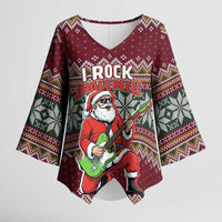 I Rock Jingle Bells Christmas Design Kimono Sleeve Blouse Funny Xmas Holiday Patterns - Wonder Print Shop