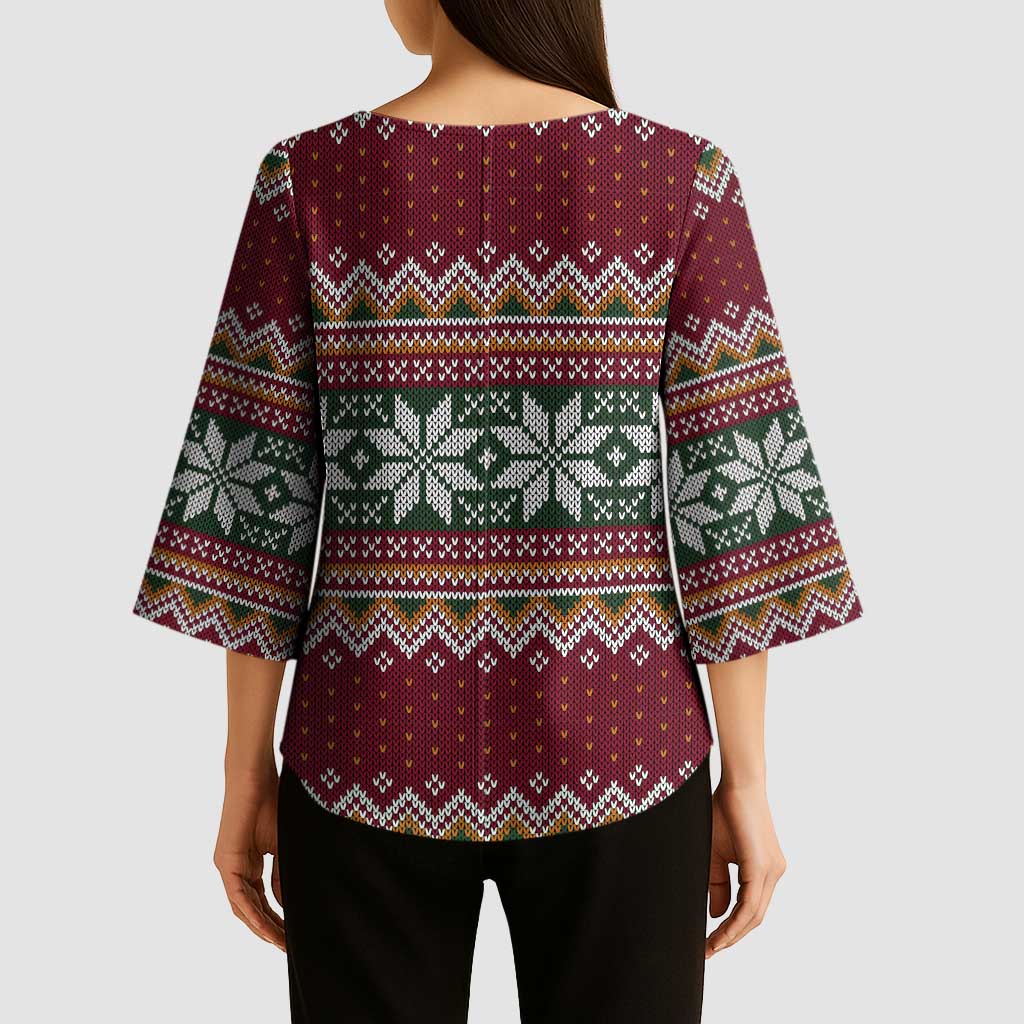 I Rock Jingle Bells Christmas Design Kimono Sleeve Blouse Funny Xmas Holiday Patterns - Wonder Print Shop