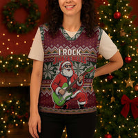 I Rock Jingle Bells Christmas Design Christmas Knitted V-Neck Vest Funny Xmas Holiday Patterns - Wonder Print Shop