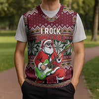 I Rock Jingle Bells Christmas Design Christmas Knitted V-Neck Vest Funny Xmas Holiday Patterns - Wonder Print Shop