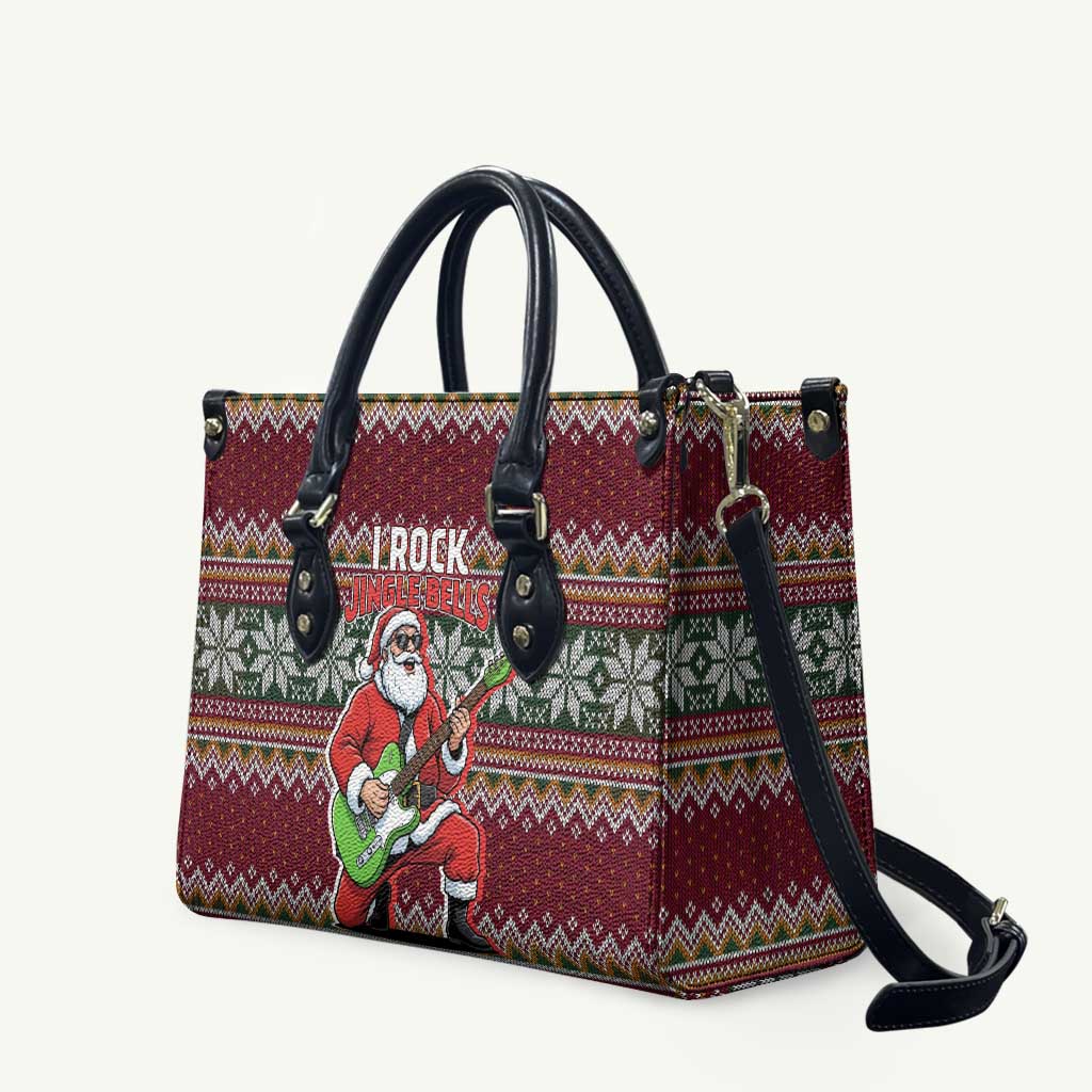 I Rock Jingle Bells Christmas Design Leather Bag Funny Xmas Holiday Patterns - Wonder Print Shop
