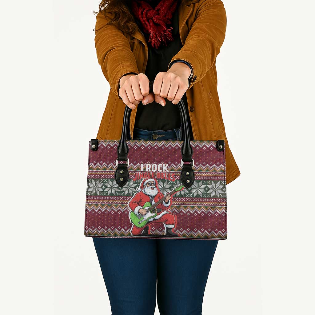 I Rock Jingle Bells Christmas Design Leather Bag Funny Xmas Holiday Patterns - Wonder Print Shop
