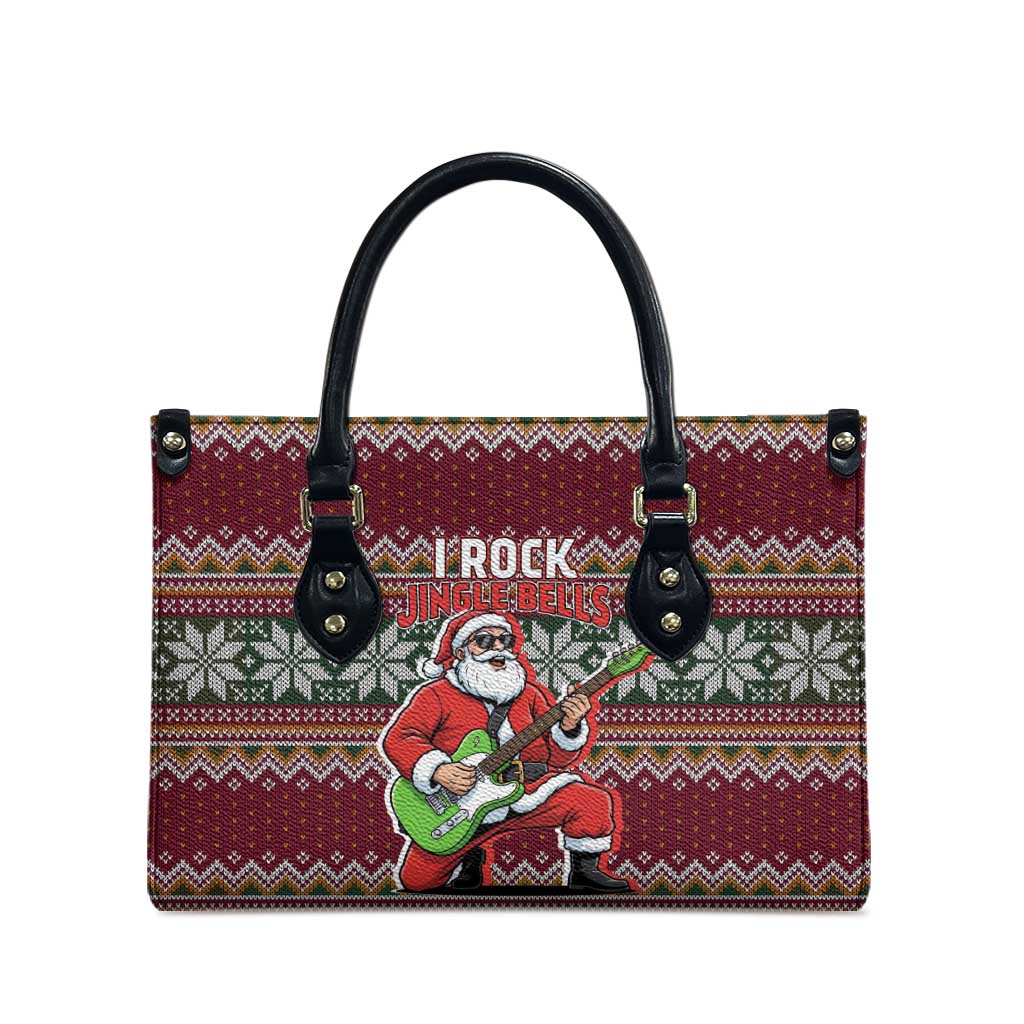 I Rock Jingle Bells Christmas Design Leather Bag Funny Xmas Holiday Patterns - Wonder Print Shop
