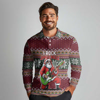 I Rock Jingle Bells Christmas Design Long Sleeve Polo Shirt Funny Xmas Holiday Patterns - Wonder Print Shop