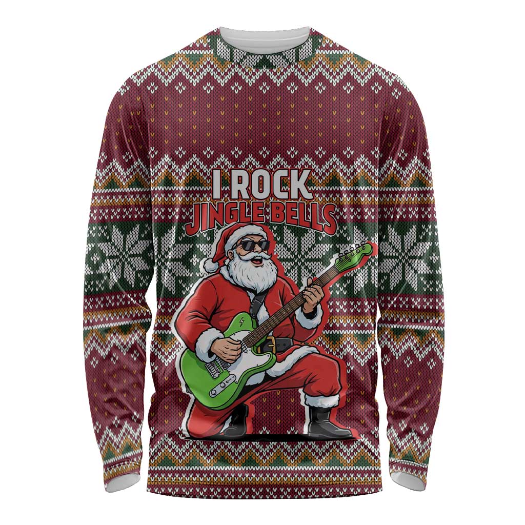 I Rock Jingle Bells Christmas Design Long Sleeve Shirt Funny Xmas Holiday Patterns - Wonder Print Shop