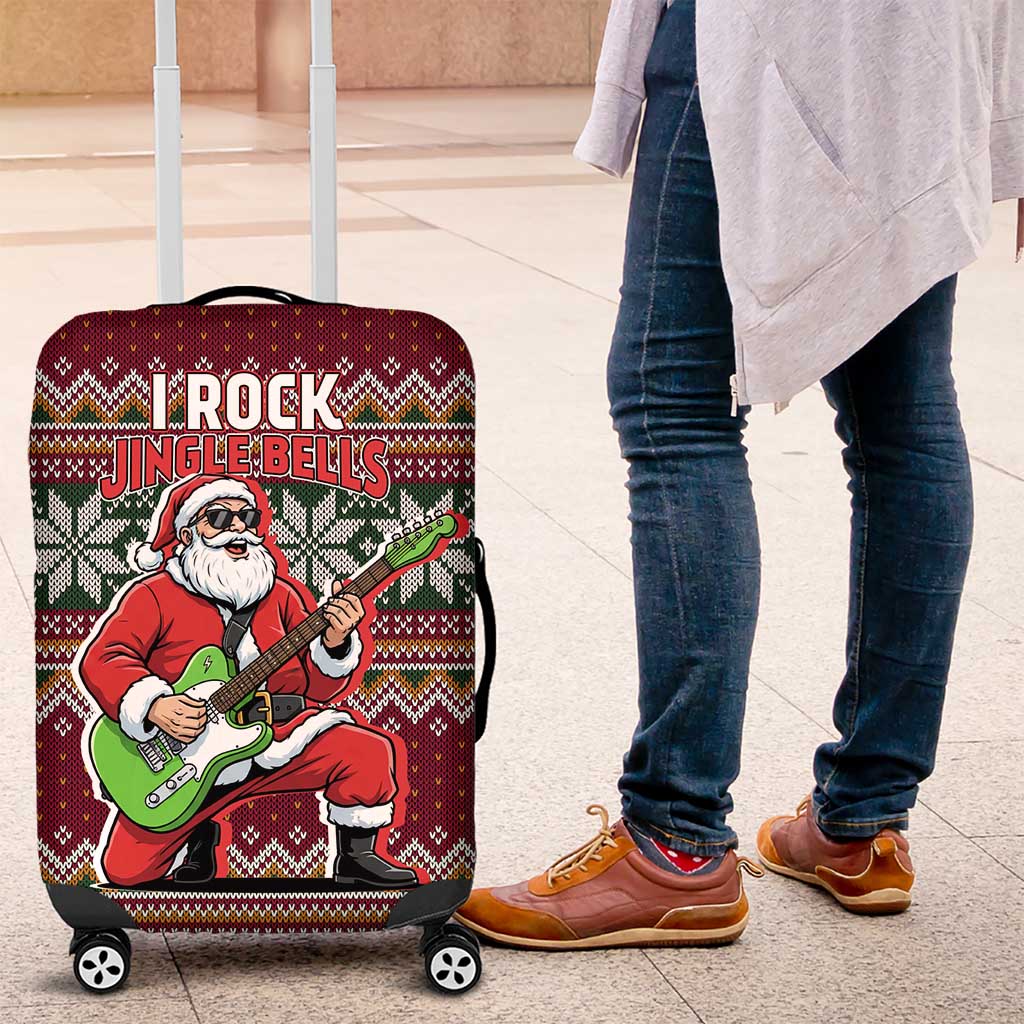 I Rock Jingle Bells Christmas Design Luggage Cover Funny Xmas Holiday Patterns - Wonder Print Shop