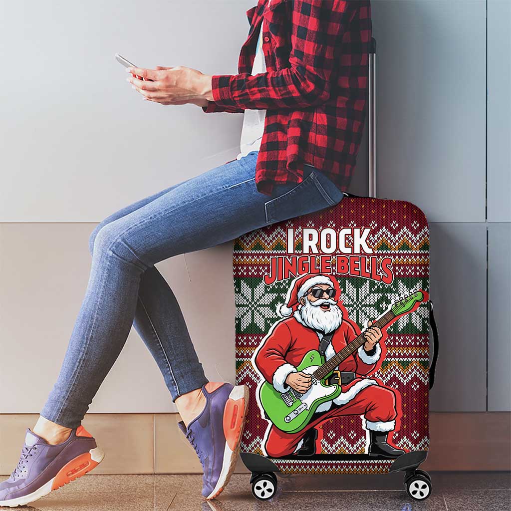 I Rock Jingle Bells Christmas Design Luggage Cover Funny Xmas Holiday Patterns - Wonder Print Shop