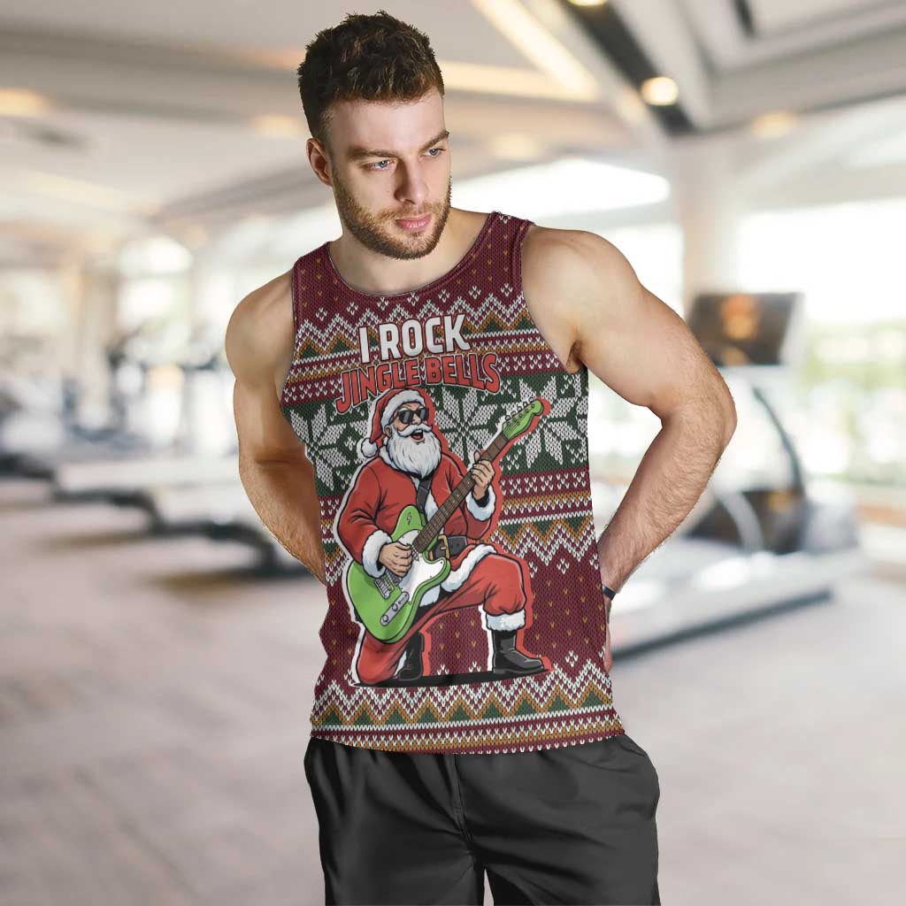 I Rock Jingle Bells Christmas Design Men Tank Top Funny Xmas Holiday Patterns - Wonder Print Shop