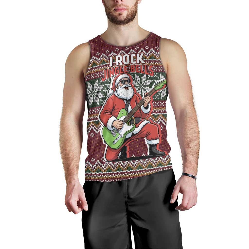I Rock Jingle Bells Christmas Design Men Tank Top Funny Xmas Holiday Patterns - Wonder Print Shop