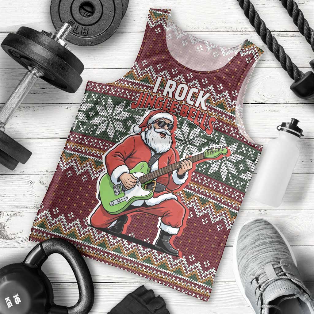 I Rock Jingle Bells Christmas Design Men Tank Top Funny Xmas Holiday Patterns - Wonder Print Shop